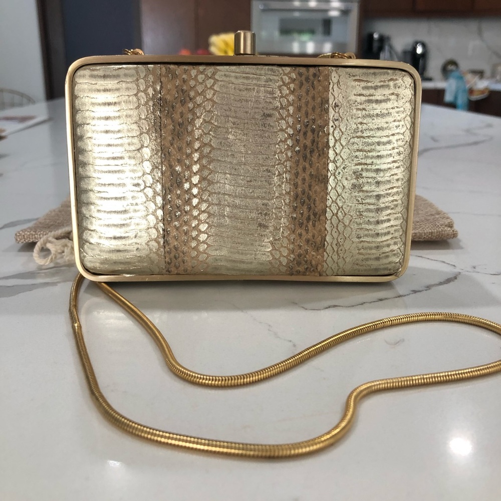 Rebecca Taylor Python Gold Clutch - image 3